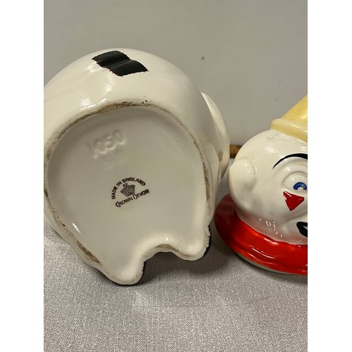 58 - early crown devon hand painted clown biscuit barrel
27cm h