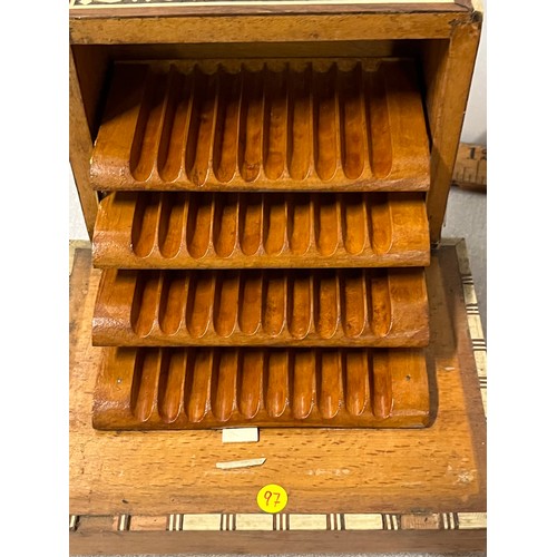 59 - 2 novelty wooden cigarette dispensers to include Tunbridge ware & 1 other
Largest 18cm l