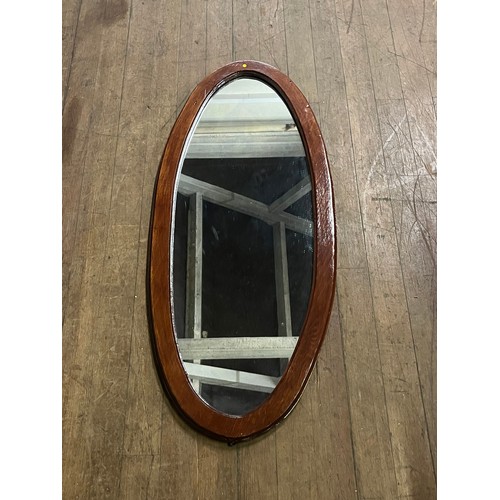 445 - Large oval wooden framed mirror