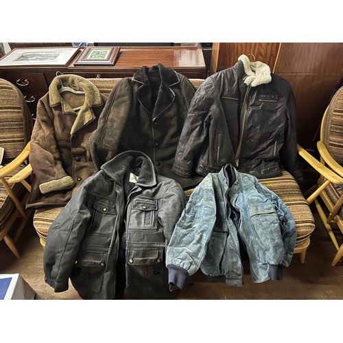 450 - 5 x Vintage jackets to include aviator style & 2 sheep skin etc.