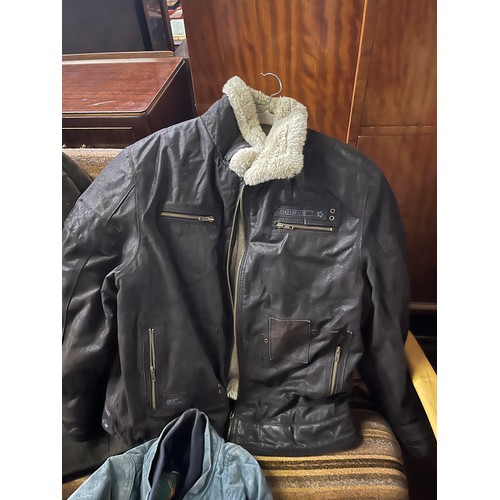 450 - 5 x Vintage jackets to include aviator style & 2 sheep skin etc.