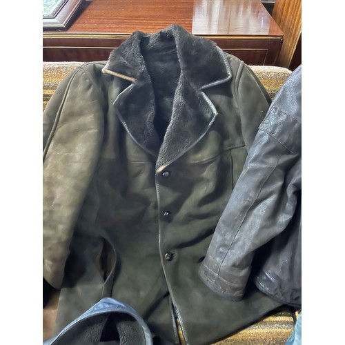 450 - 5 x Vintage jackets to include aviator style & 2 sheep skin etc.