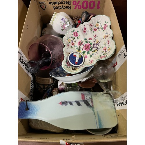 457 - 2 Boxes of misc to include Silver plated ware, crystal & ceramics etc.