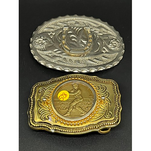 44 - 2 collectable belt buckles to include boxing & horseshoe theme