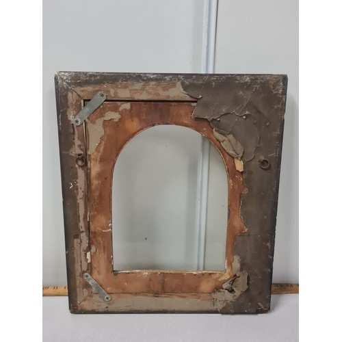 122 - Antique picture frame along with wooden barley twist columns.