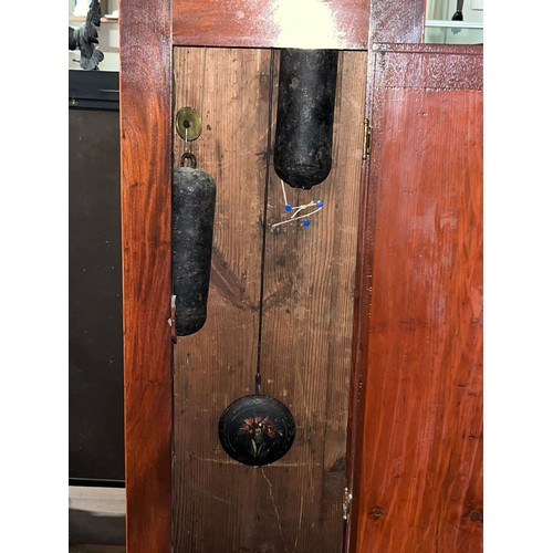 148 - Antique mahogany longcase grandfather clock with brass face by David hill of balfron
218cm h