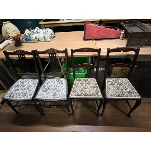 439 - four Georgian upholstered inlaid bedroom chairs