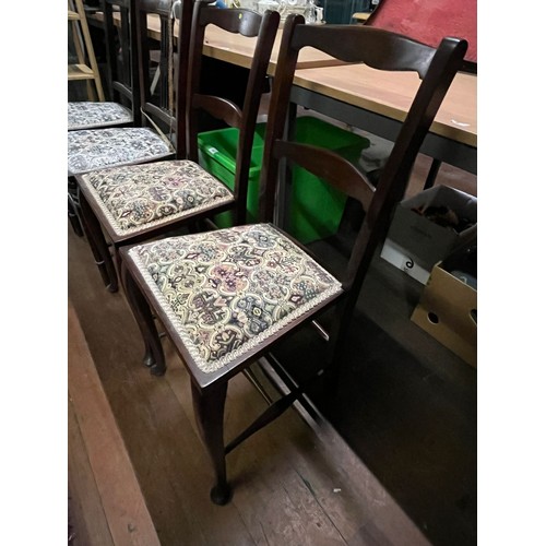 439 - four Georgian upholstered inlaid bedroom chairs