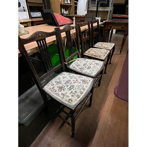 439 - four Georgian upholstered inlaid bedroom chairs