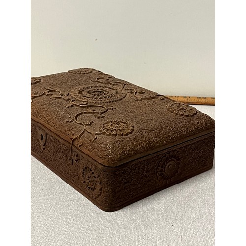 1 - Indian Highly carved wooden cigar box- RAF Motif to the inside of the lid. 'Aircraft Depot India- R.... 