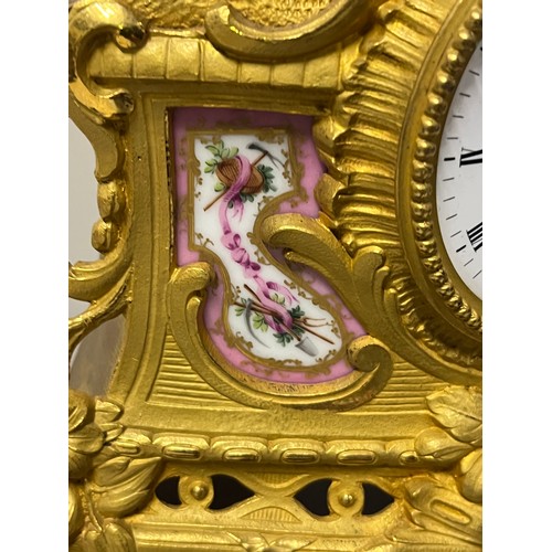 154 - 19th century gilt Ormolu figural mantel clock with wooden base. James & Walter Marshall of Edinburgh... 