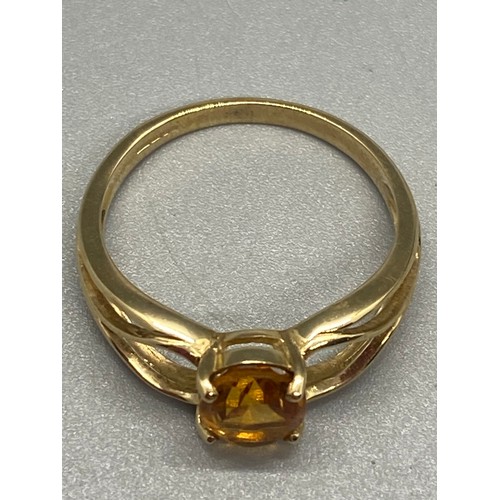 5 - 9ct yellow gold and citrine ring.