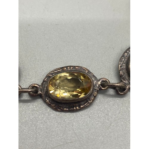 111 - Sterling silver and citrine stone bracelet.