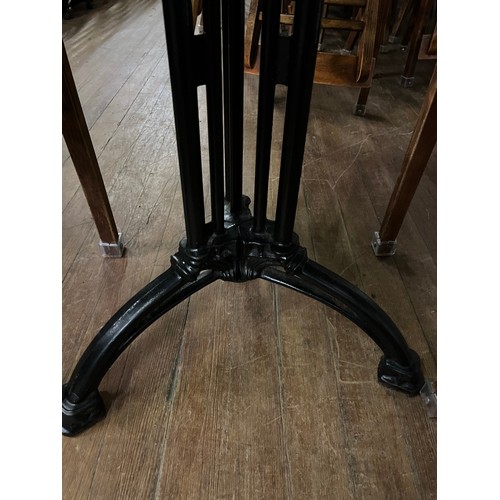 408 - Smaller Bistro/Cafe table with very heavy ornate cast iron base & 4 chairs made in Poland by FMG pos... 