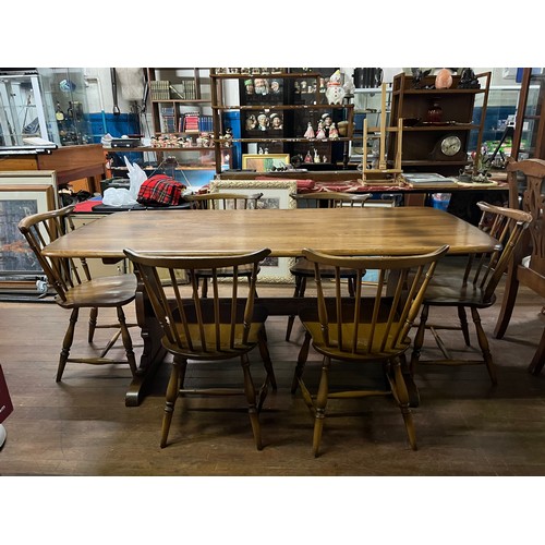 150 - Ercol 1981 golden dawn dining table & 6 chairs (please see pics for condition of chairs)