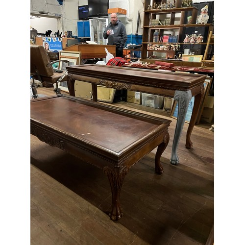 205 - Chinese highly carved coffee table & console.