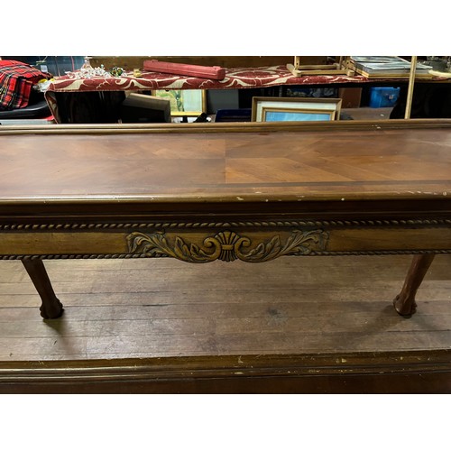 205 - Chinese highly carved coffee table & console.