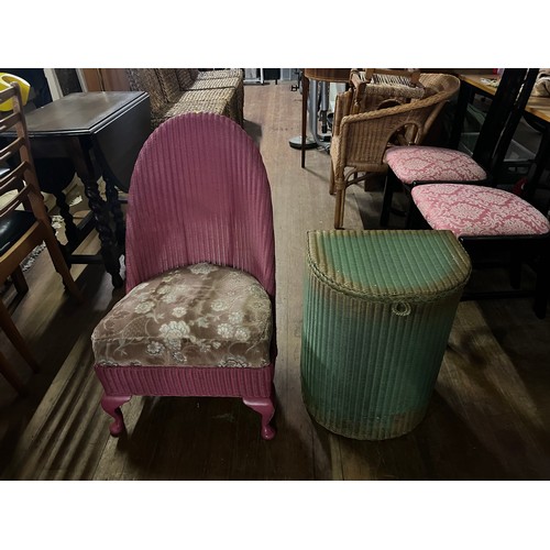 318 - Lloyd Loom chair & linen box.