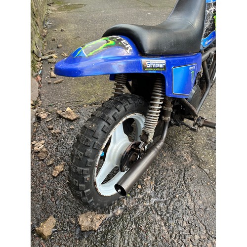 388 - Yamaha PW50 mid 1980s motorbike, does run but has been sitting a while, may need a service