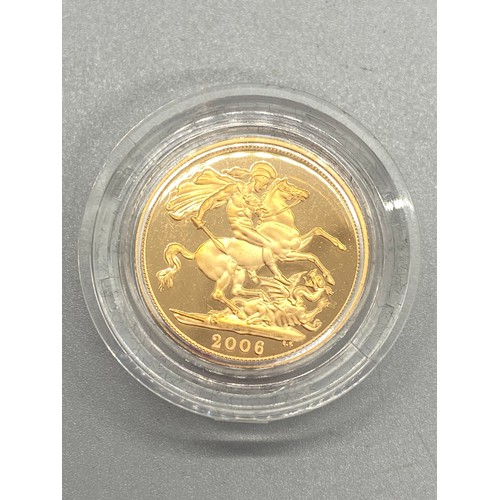 280 - 2006 gold proof full sovereign with certificate of authenticity (No. 8170) in presentation case.