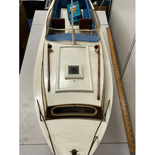 83 - Large The Huntsman radio controlled model boat on stand with 'wee MacGregor's in control' transmitte... 