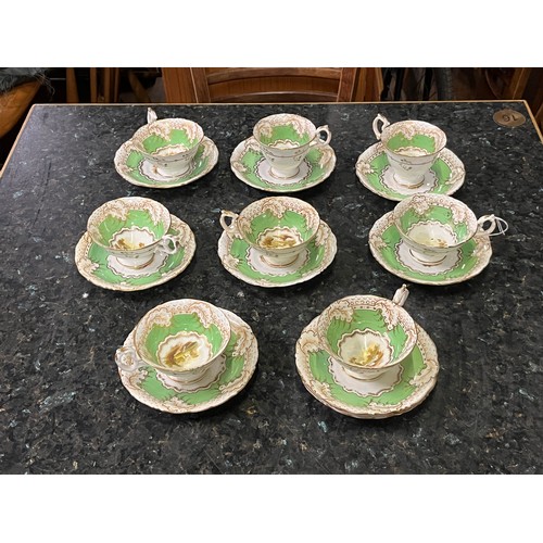 65 - 16 piece Victorian tea set with hand painted country scenes