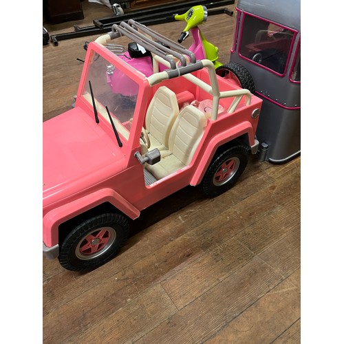 443 - Our Generation camper van and Jeep along with moped.
jeep & caravan 126cm l x 48cm h