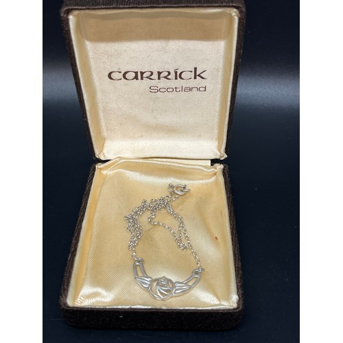 66 - Scottish 925 silver CGL Carrick pendant necklace boxed (rennie macintosh style)