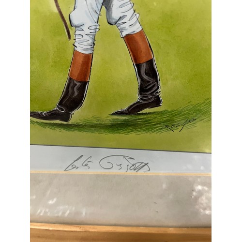 90 - Lestor piggot signed limited edition framed print by caricaturist john ireland, with signed letter f... 