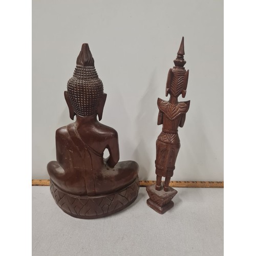 38 - 2 wooden carved Buddha's
Tallest 42cm h