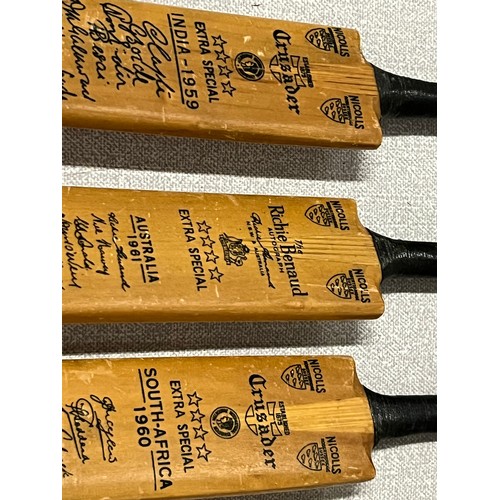 6 x Gray Nicolls Crusader miniature signed cricket bats 1958-62. 30cm