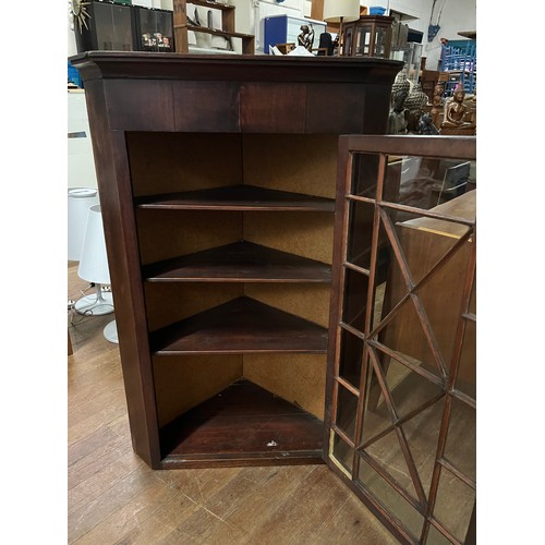 68 - Victorian glass fronted corner cabinet with key.
108cm h