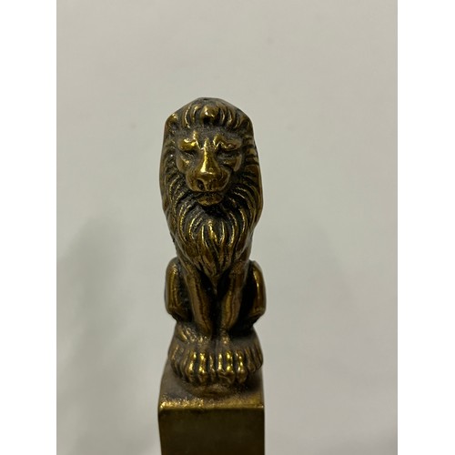 170 - Vintage large brass balance scales with lion figure.
52cm h x 50cm w