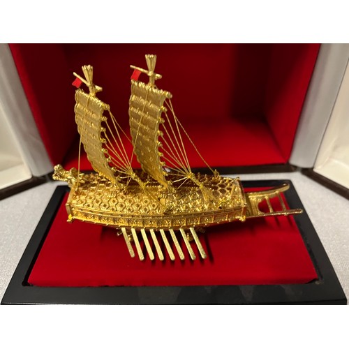 227 - The First Armour-Clad Ship In The World Keo Buk Sun (1592) Gold Plated Model with presentation box o... 