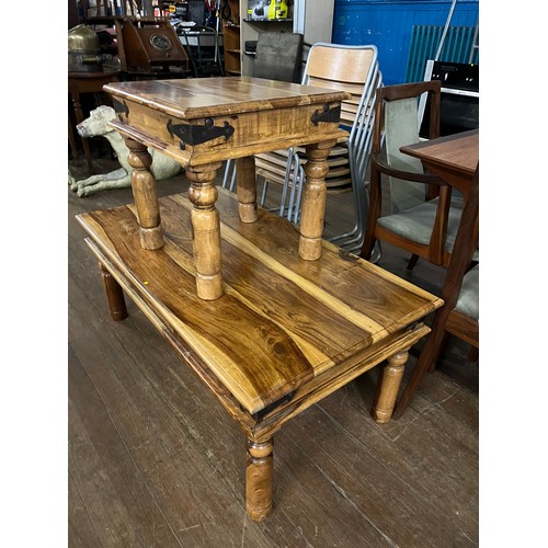 283 - Solid heavy Sheesham wood  coffee & side tables.
largest table 110cm long