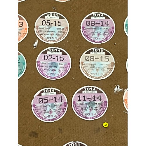 336 - quantity of tax discs framed