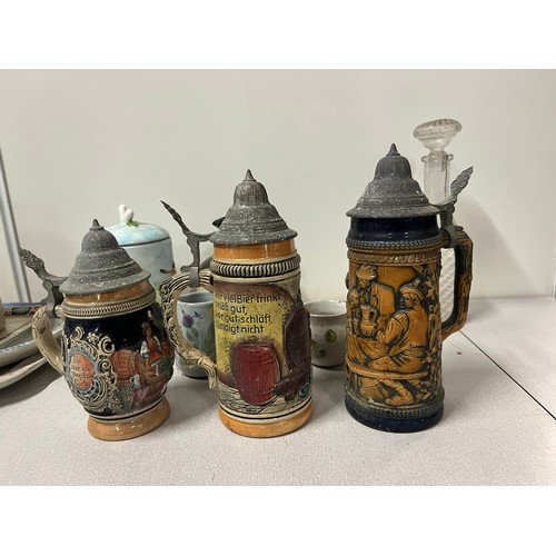 447 - 3 vintage German steins etc.