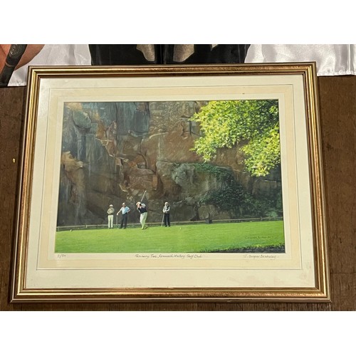 475 - Framed print 'Quarry Tee Erewash Valley Golf Club' signed by J. Cooper Blakeley 5/50 along with Larg... 