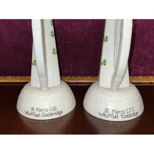 90 - Pair of Donegal Parian China Ireland harps with St Mary's CSC whifflet Coatbridge stamped at the bas... 