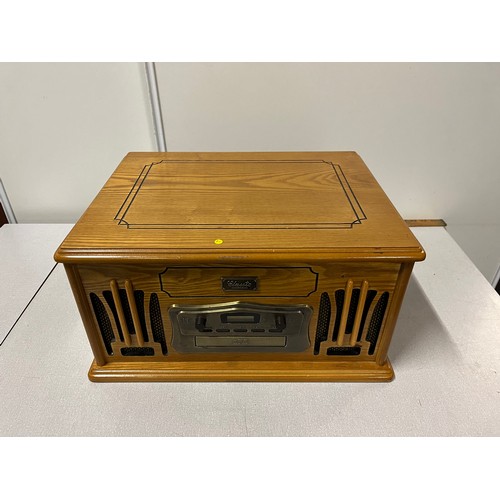 383 - Vintage style record player with CD, Radio