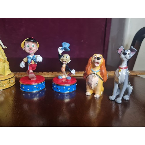 220 - Collection of 8 Disney bejewelled metal & enamel  trinket boxes  to include Lady and the Tramp, Pinn... 