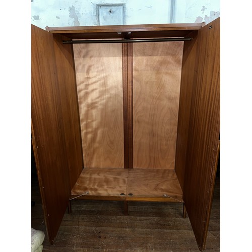 200 - Mid Century teak bedroom set by Younger consisting of 2 wardrobes & headboard with drawers.
Wardrobe... 