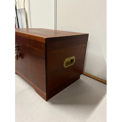 51 - Large inlaid campaign box with brass handles & 2 keys. 
44cm x 30cm x 28cm