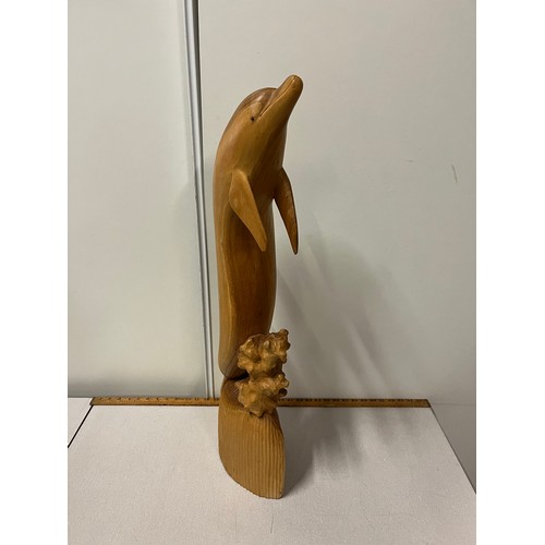 52 - Large solid teak carved dolphin sculpture 
80cm h
5.3kg