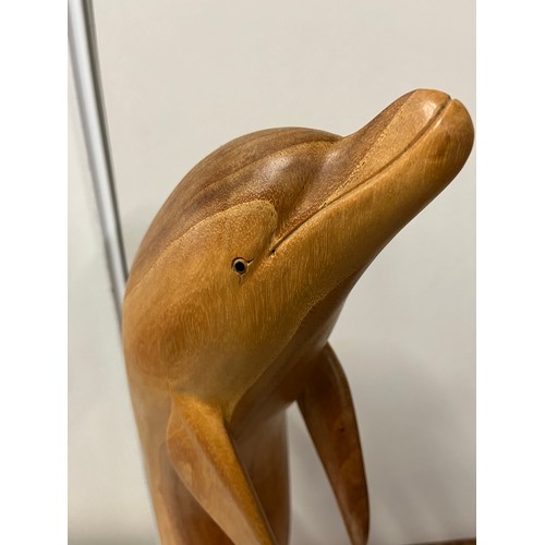 52 - Large solid teak carved dolphin sculpture 
80cm h
5.3kg