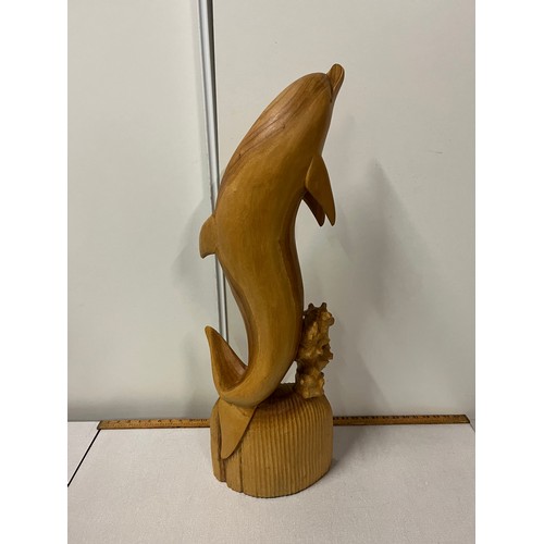 52 - Large solid teak carved dolphin sculpture 
80cm h
5.3kg