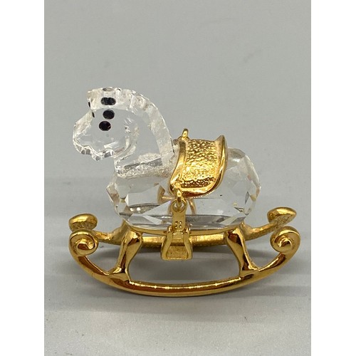 126 - 3 Swarovski crystal ornaments - pram, rocking horse and typewriter.