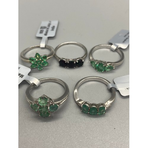 14 - 5 x silver and multi gem stone rings.