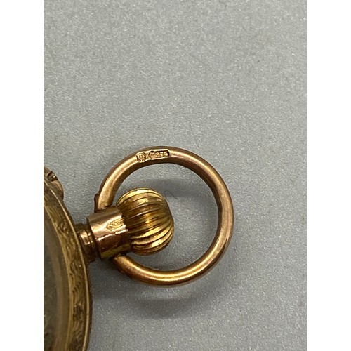 157 - Antique 9ct yellow gold fob pocket watch by A. Fraser of Aberdeen. Working. 35.44g