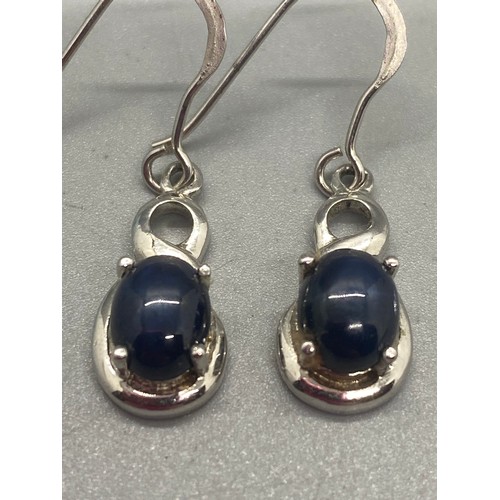 174 - Star blue sapphire and sterling silver earrings.